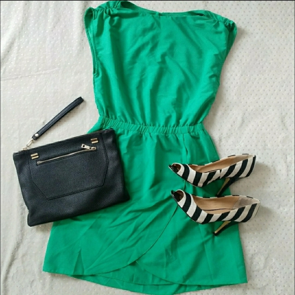 H&M Sour Apple Green Cap Sleeve Dress size 4